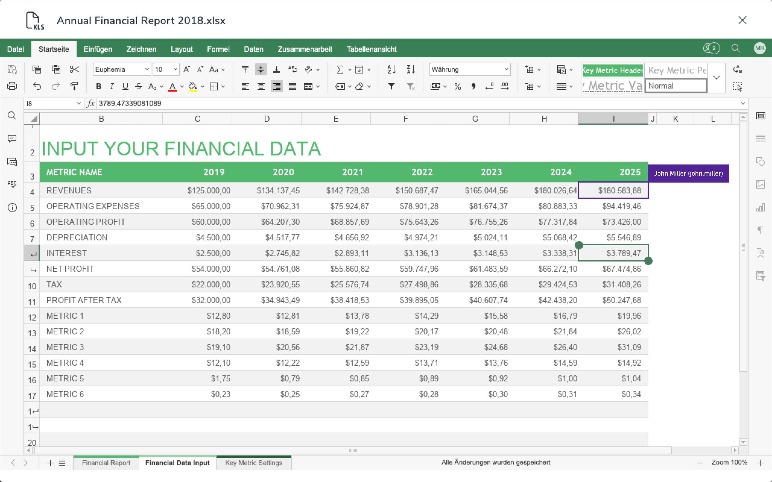 Screenshot: Gemeinsames Bearbeiten einer Excel-Datei im netfiles Datenraum