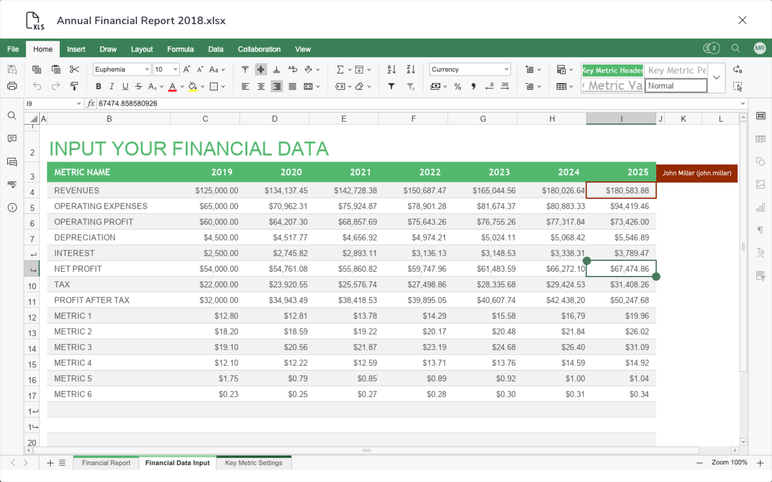 Screenshot: Concurrent editing of an Excel file in the netfiles data room