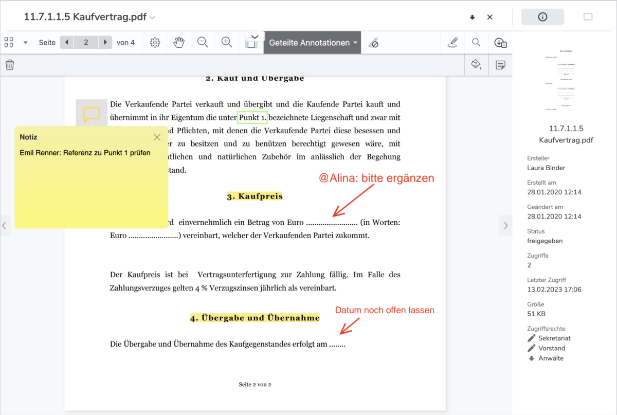 Annotationen im netfiles Datenraum