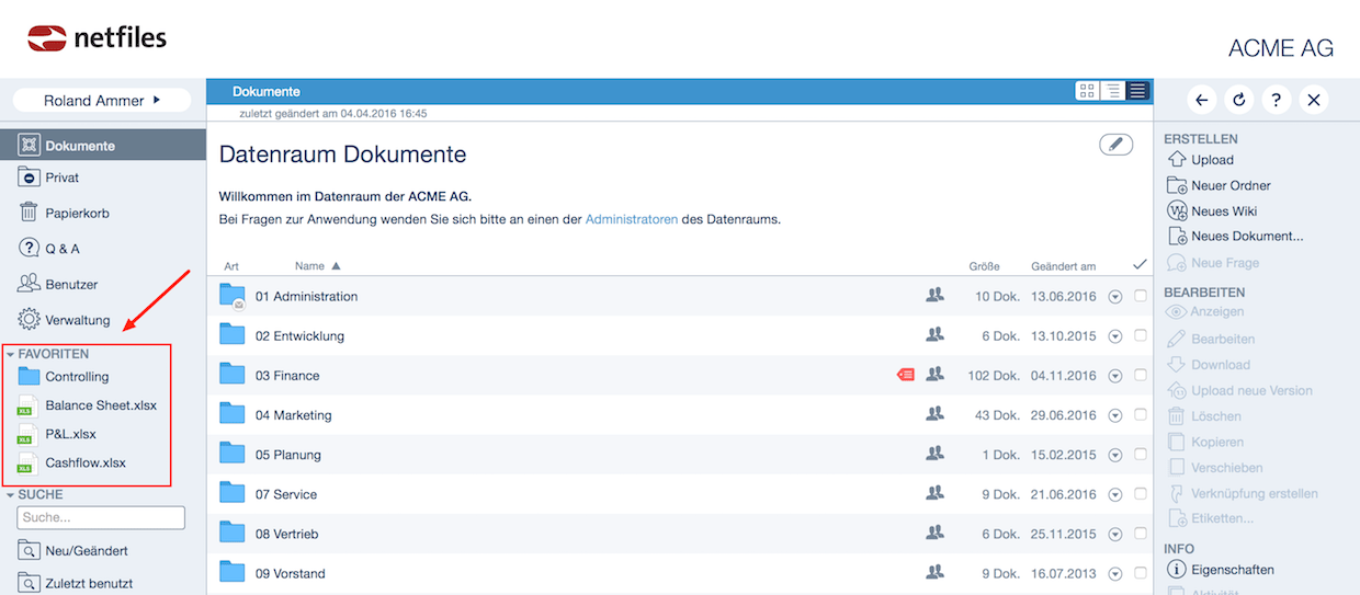 netfiles Datenraum Dokumente