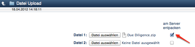 netfiles am Server entpacken