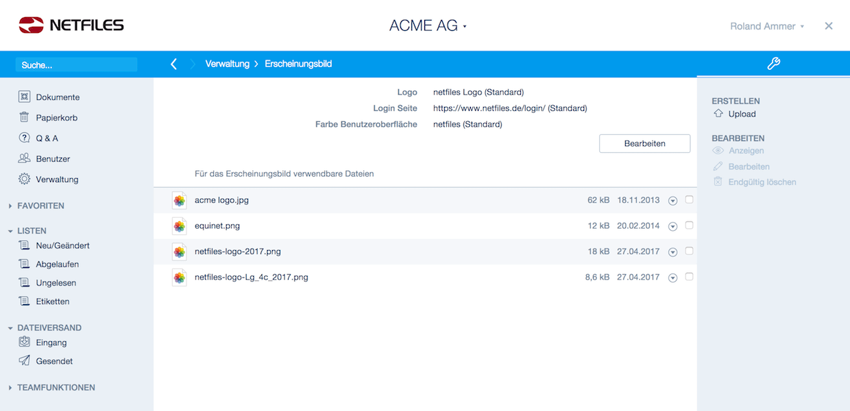 netfiles Erscheinungsbild anpassen
