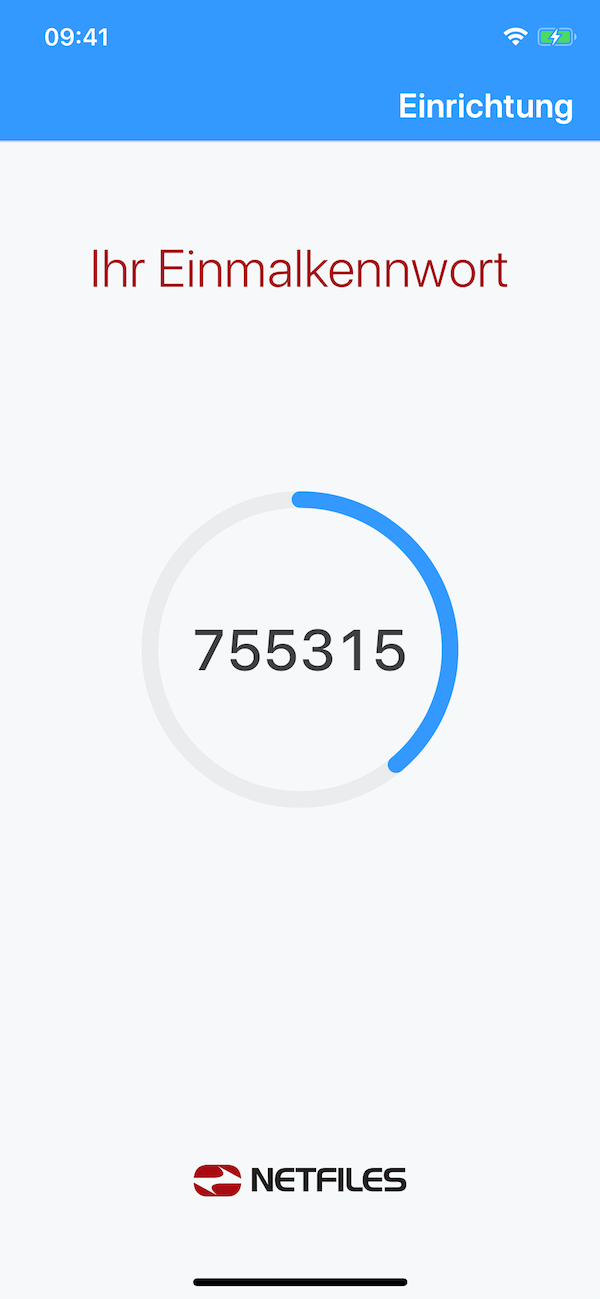 Screenshot der netfiles OTP Authenticator App