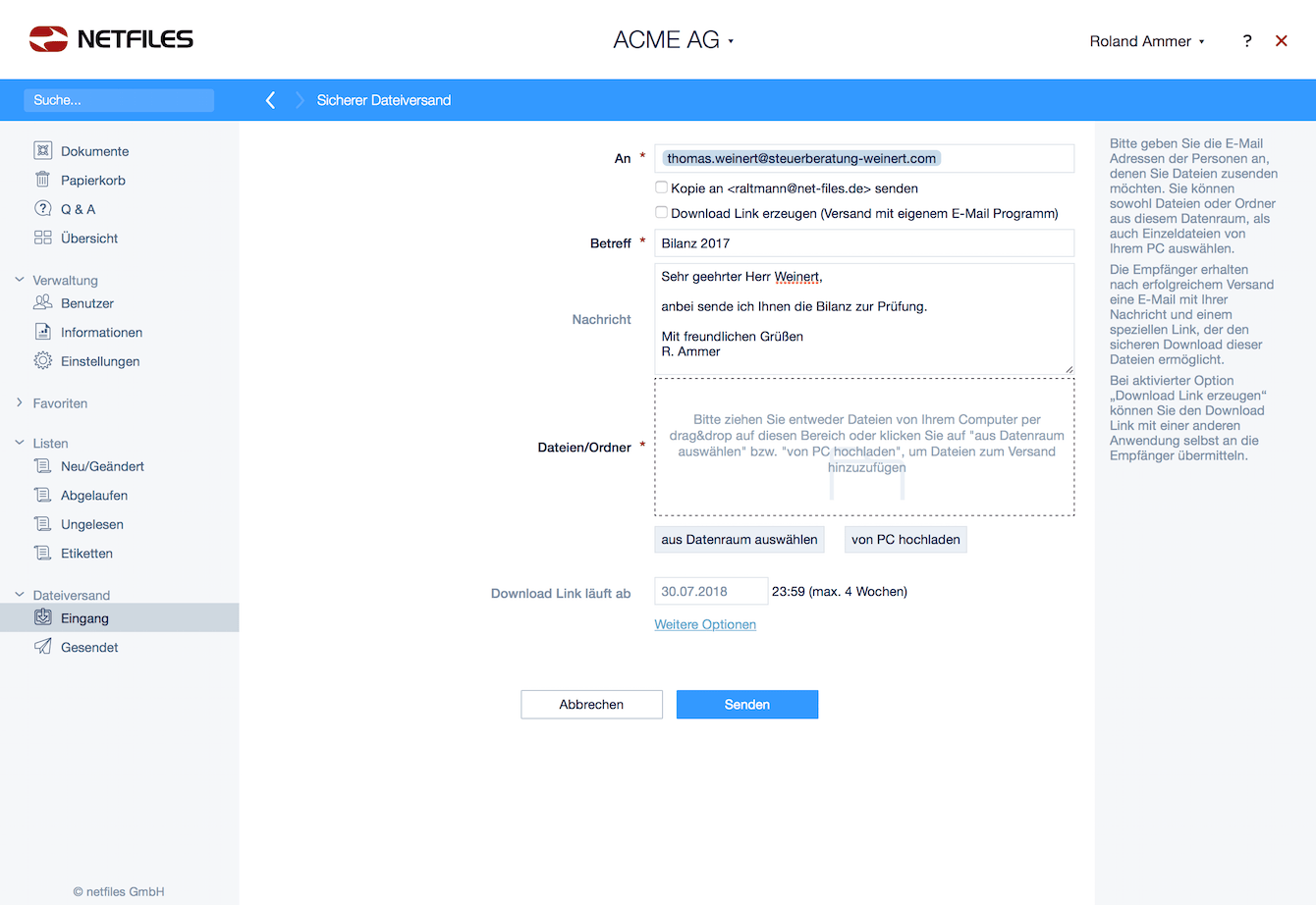 netfiles sicherer Dateiversand