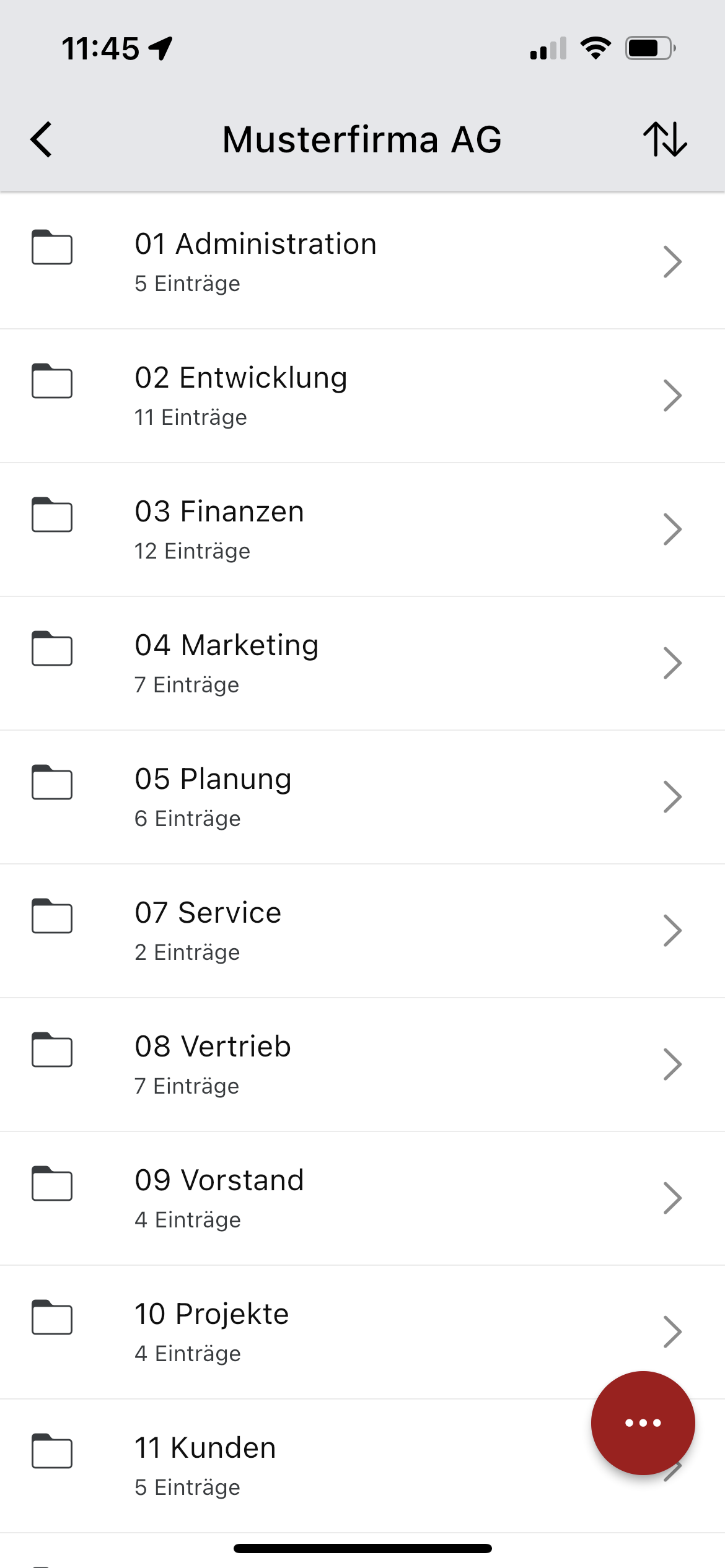 Screenshot der netfiles mobile App auf Smartphone
