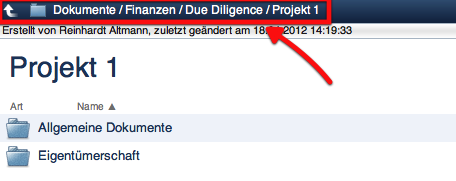 Screenshot Navigationspfad in netfiles