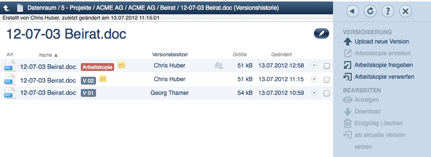 Versionierung netfiles