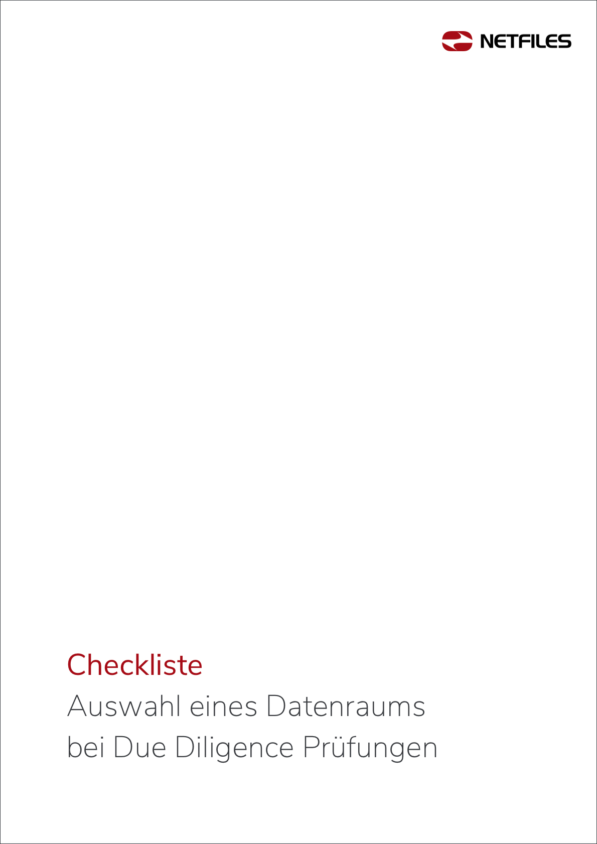 Titelblatt Checkliste Datenraum für Due Diligence