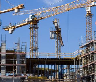 Cranes on construction site