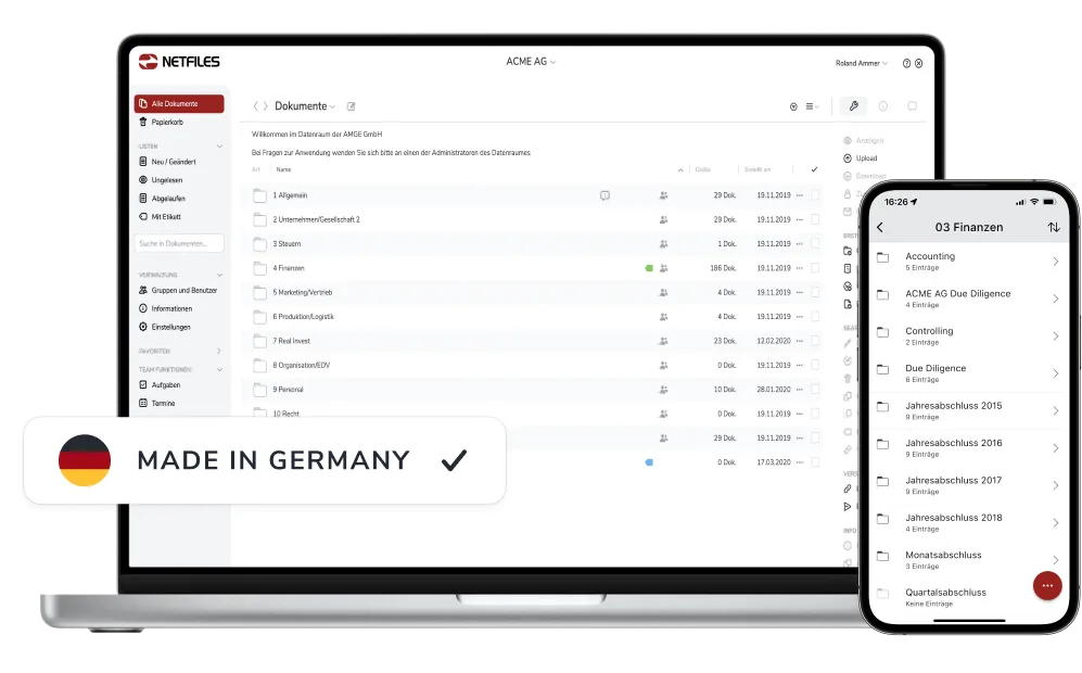 netfiles data room made in Germany