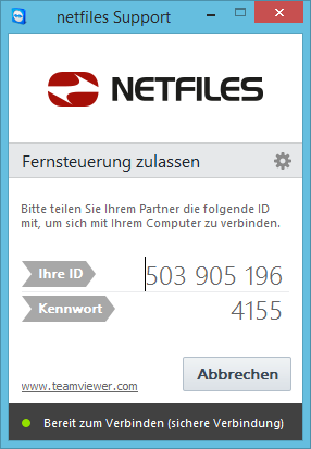 Screenshot netfiles Teamviewer Fernsteuerung